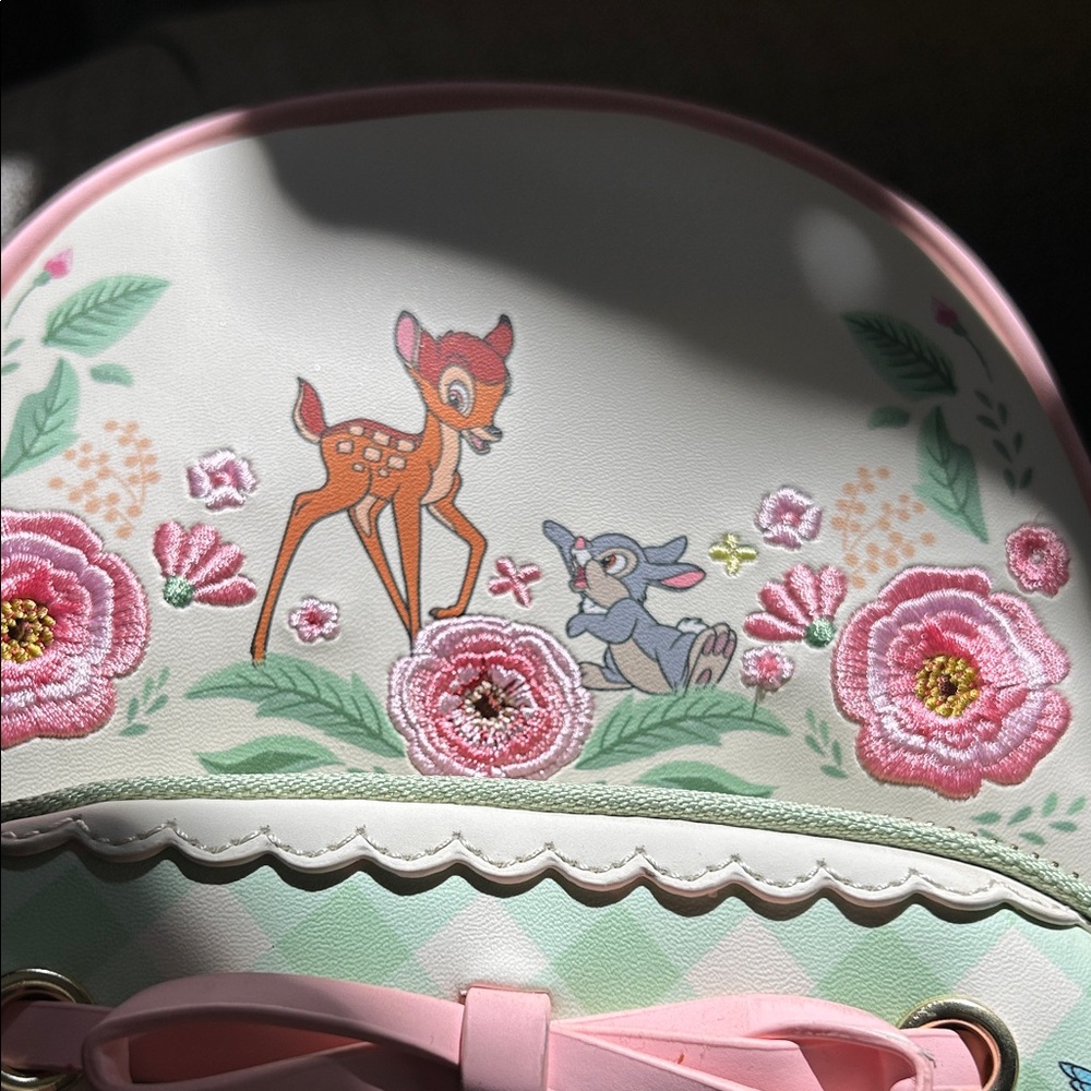 Loungefly Bambi and Thumper- Green and Pink Floral backpack - Picture 8 of 14